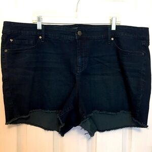 Women’s Torrid denim shorts sz 24. 5 pocket style, zip & snap closure.